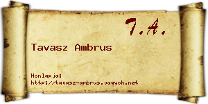 Tavasz Ambrus névjegykártya